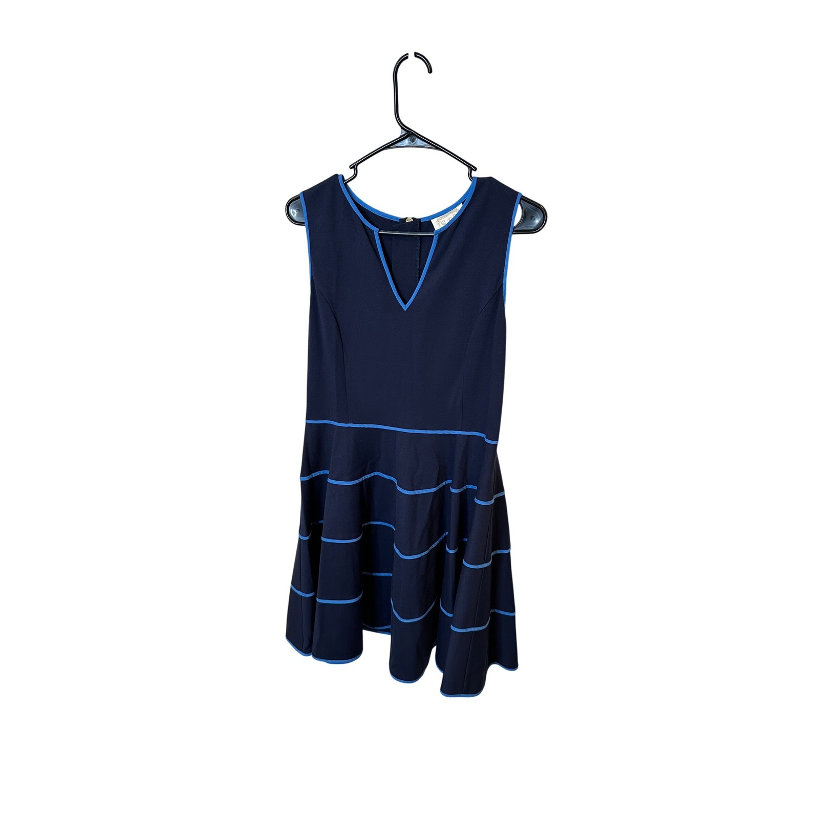 Sail To Sable Womens Navy Blue Striped Sleeveless Fit Flare Dress Size 6 Preppy